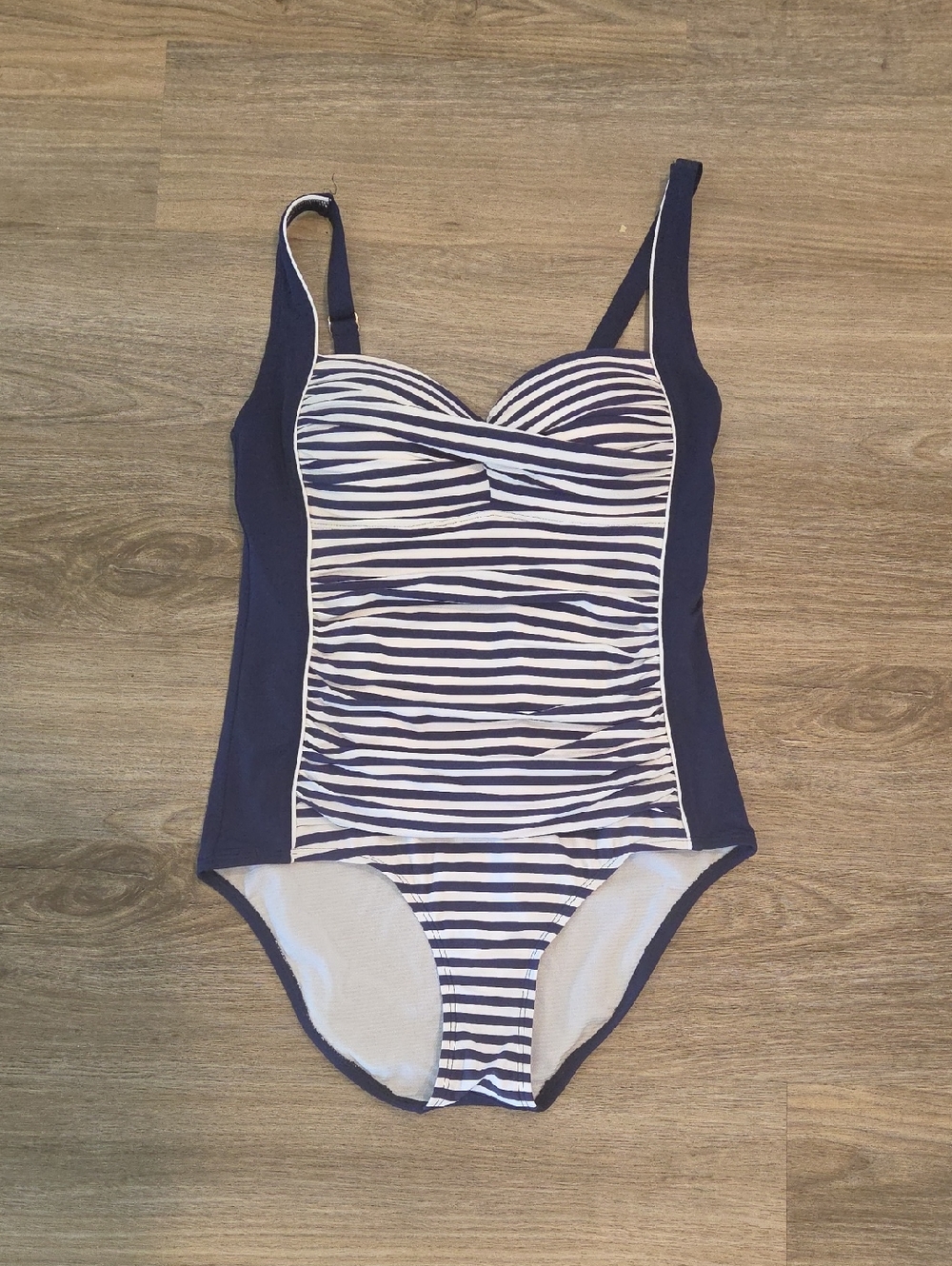 Navy and White Striped Womens One-Piece Swimsuit No Tags